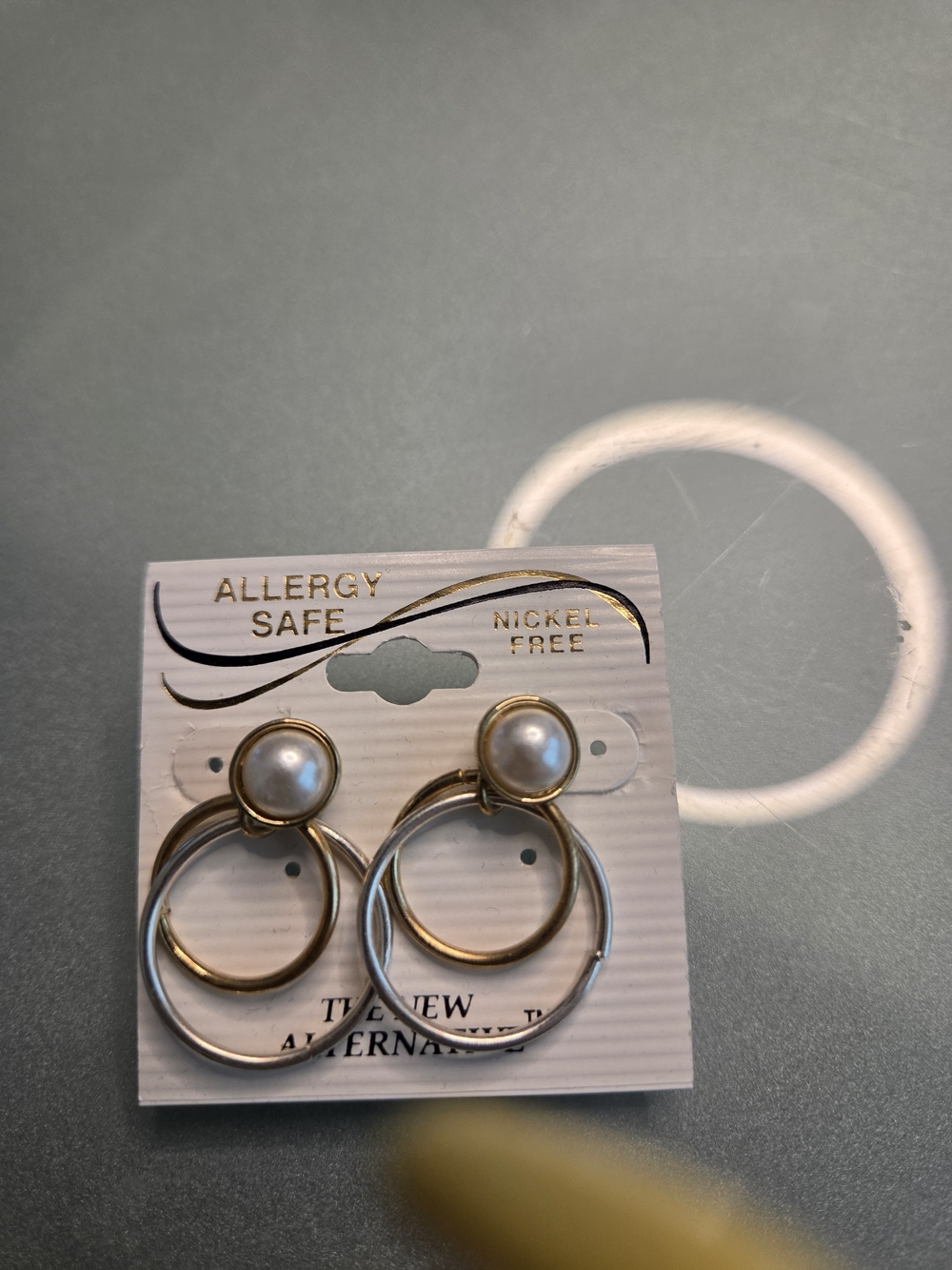 Pearl & Two-Tone Hoop Dangle Earrings